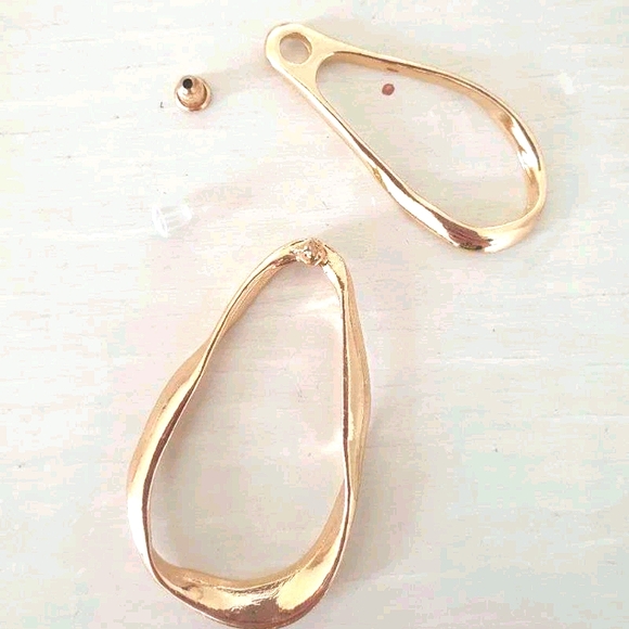 Gold hoop Hammered plated thick double layer boho big earrings - Picture 10 of 17